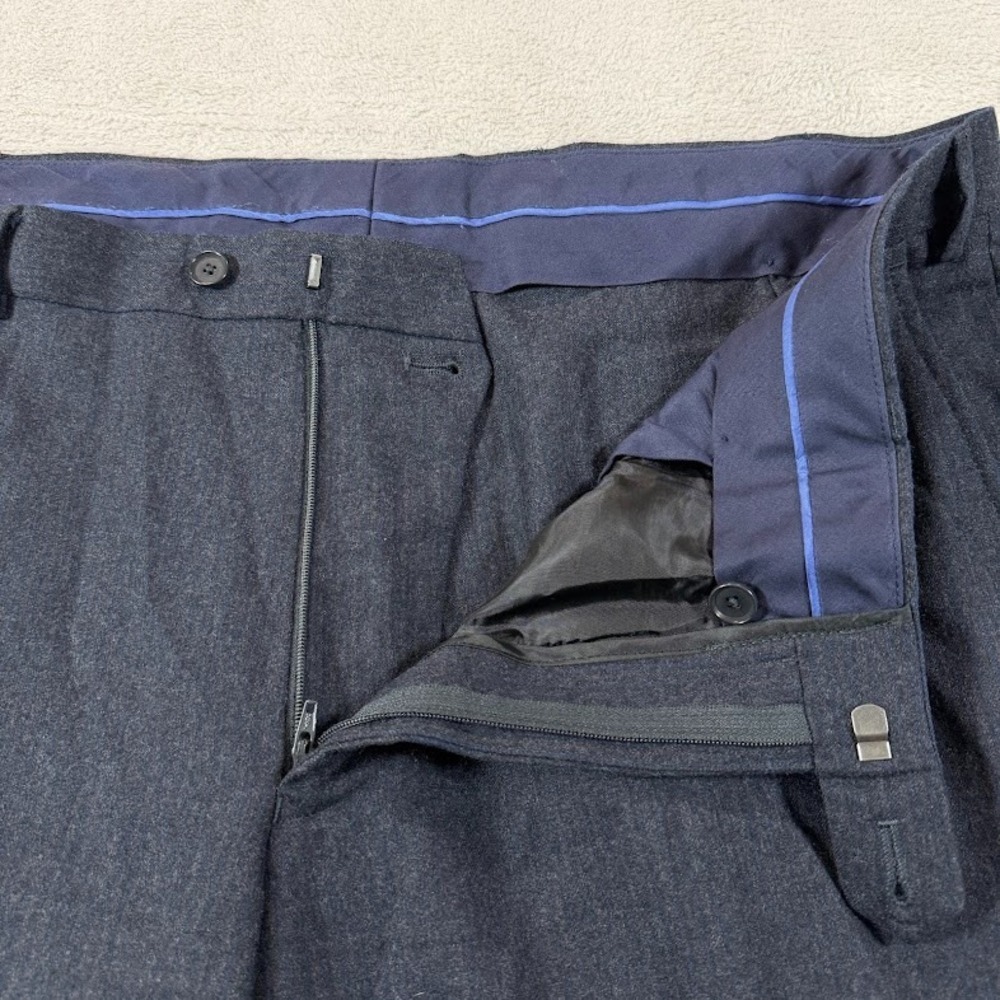 Charles Tyrwhitt Dress Pants Men 38x30 Grey Blue Striped Wool Classic Fit Preppy - Picture 6 of 15
